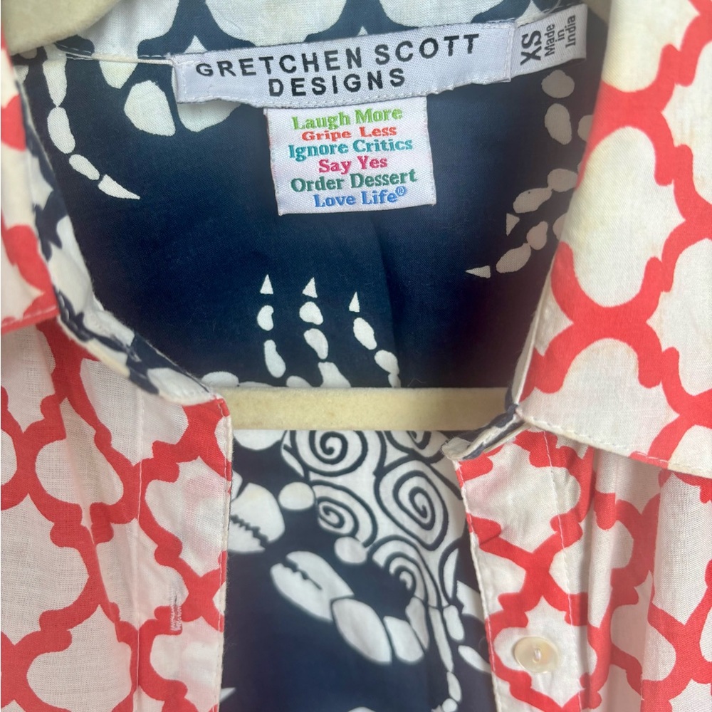 Gretchen Scott Designs Red and Navy Crab Soup Midi Dress/ Tunic